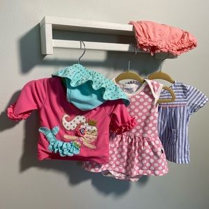 Baby girls summer bundle - dress, outfit, swimsuit